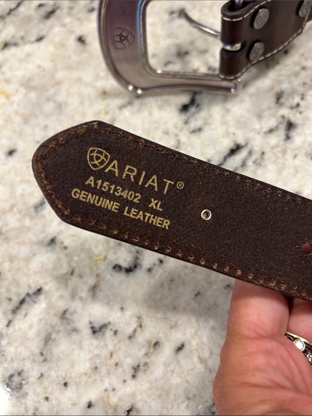 Ariat Brown Leather Belt with Turquoise Accents & Ornate Silver Buckle - Picture 3 of 7